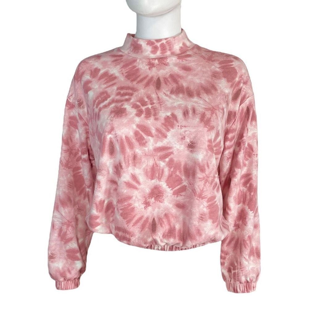 Meraki Pink White Turtleneck Pullover Sweater Medium